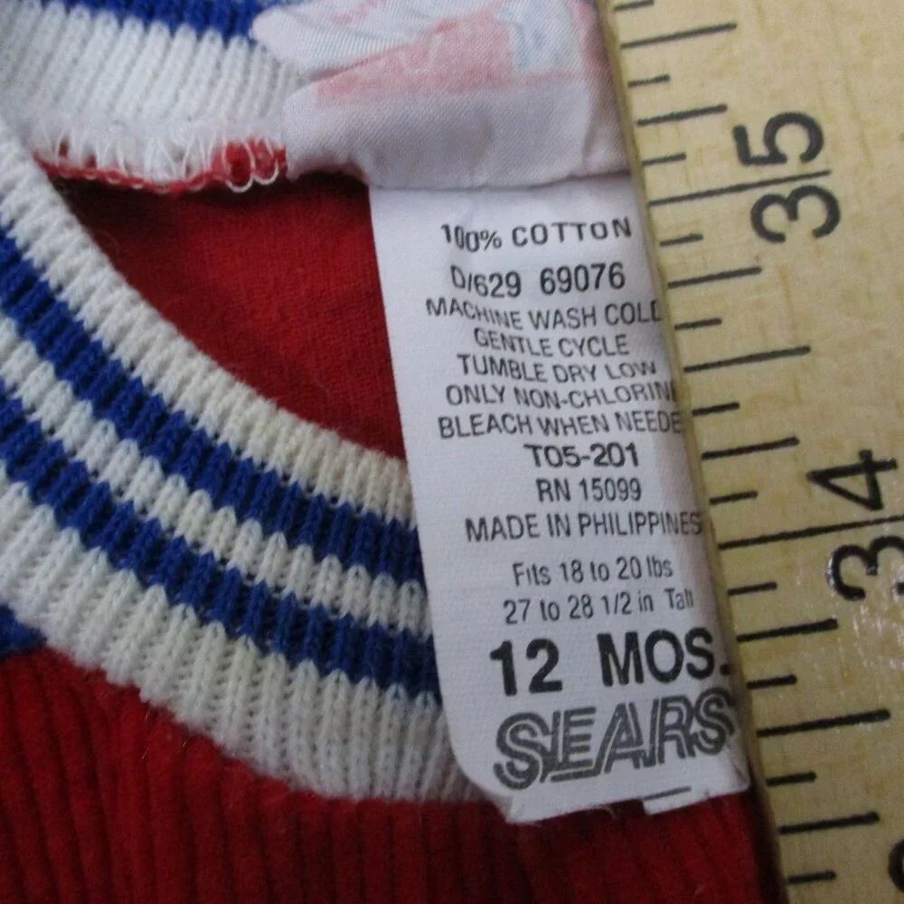 Vintage McDonald's Kids Body Suit Corduroy Red & Blue Kids Size | 12mo‎